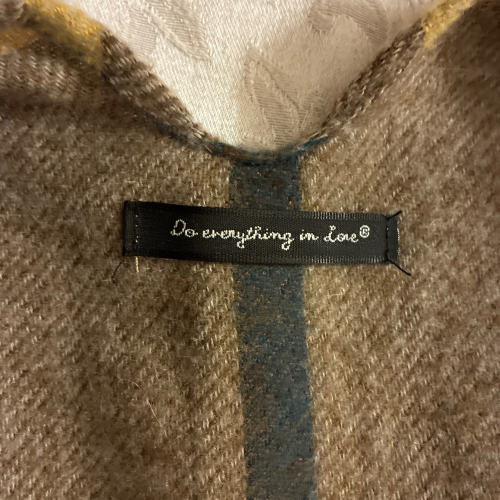 Do Everything in Love Brown with Colorful Plaid Open Front Poncho - Picture 4 of 6